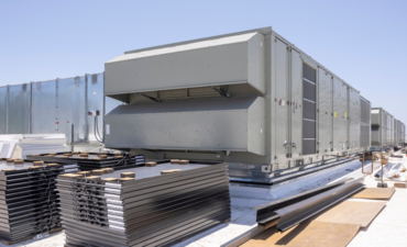 This image shows an air handling unit, which is an essential part of HVAC maintenance services for healthy buildings. Southland's service and maintenance plans can include work on AHUs.